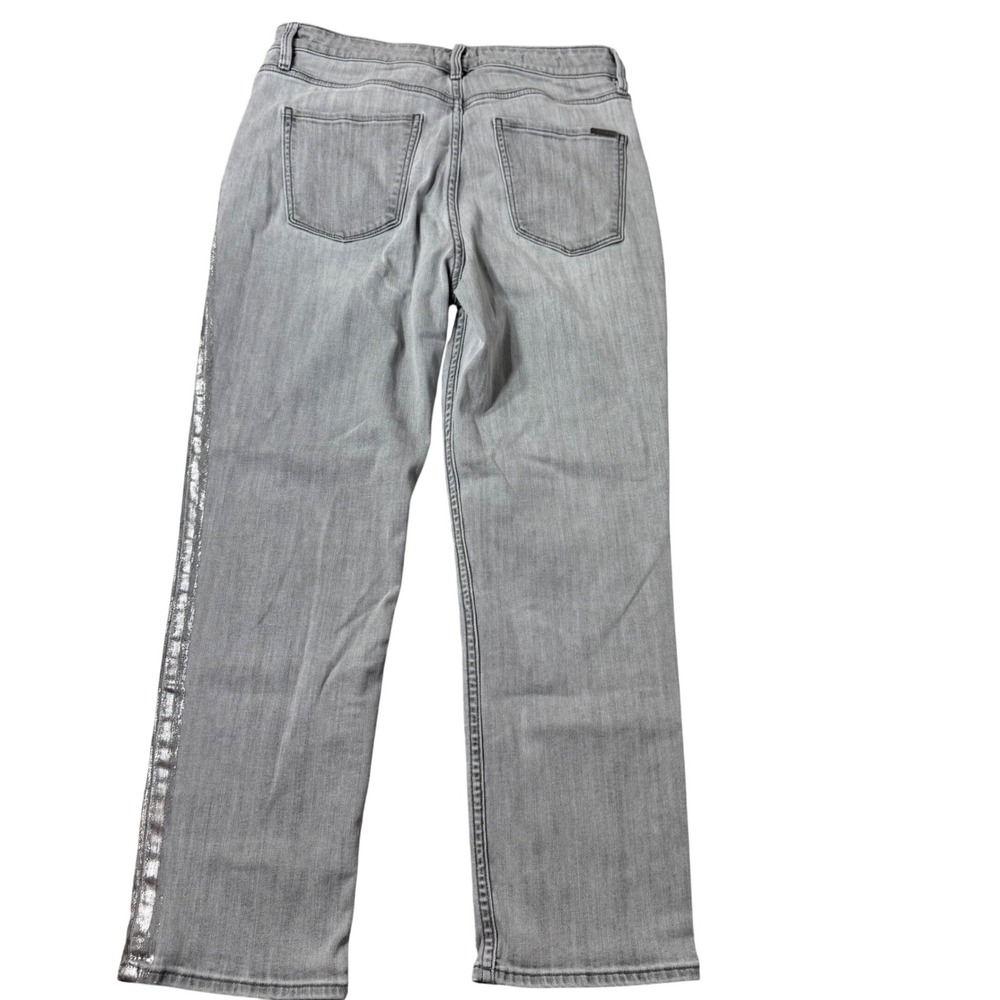 WHBM high rise straight gray denim silver metallic size 10 women - Picture 2 of 8
